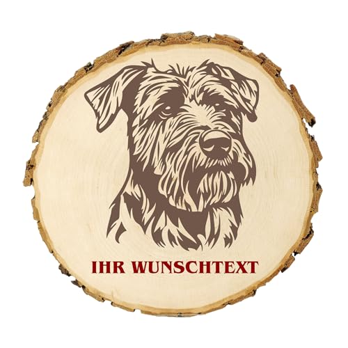 KIWISTAR UG - 21-24 cm Baumscheibe - Bouvier des Flandres - Hund - personalisiertes Geschenk individuell selbst gestalten - Name - Holzscheibe mit Wunschtext - Naturholz - Geschenk - Türschild von Kiwistar