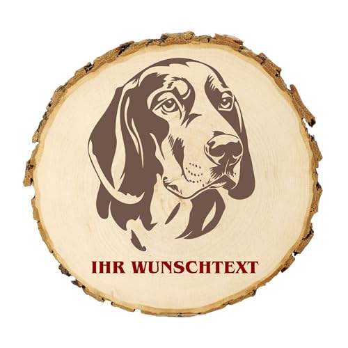 KIWISTAR UG - 21-24 cm Baumscheibe - Bulgarischer Luftspürhund - Hund - personalisiertes Geschenk individuell selbst gestalten - Name - Holzscheibe mit Wunschtext - Naturholz - Geschenk - Türschild von Kiwistar