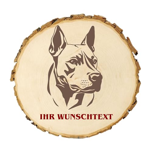 KIWISTAR UG - 21-24 cm Baumscheibe - Bullmastiff - Hund - personalisiertes Geschenk individuell selbst gestalten - Name - Holzscheibe mit Wunschtext - Naturholz - Geschenk - Türschild von Kiwistar