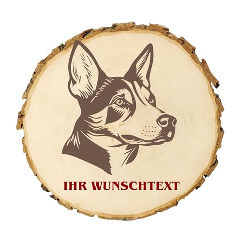 KIWISTAR UG - 21-24 cm Baumscheibe - Carolina Dog - Hund - personalisiertes Geschenk individuell selbst gestalten - Name - Holzscheibe mit Wunschtext - Naturholz - Geschenk - Türschild von Kiwistar