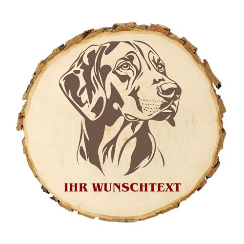 KIWISTAR UG - 21-24 cm Baumscheibe - Galicischer Hund - Hund - personalisiertes Geschenk individuell selbst gestalten - Name - Holzscheibe mit Wunschtext - Naturholz - Geschenk - Türschild von Kiwistar