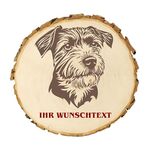 KIWISTAR UG - 21-24 cm Baumscheibe - Glen of Imaal Terrier - Hund - personalisiertes Geschenk individuell selbst gestalten - Name - Holzscheibe mit Wunschtext - Naturholz - Geschenk - Türschild von Kiwistar