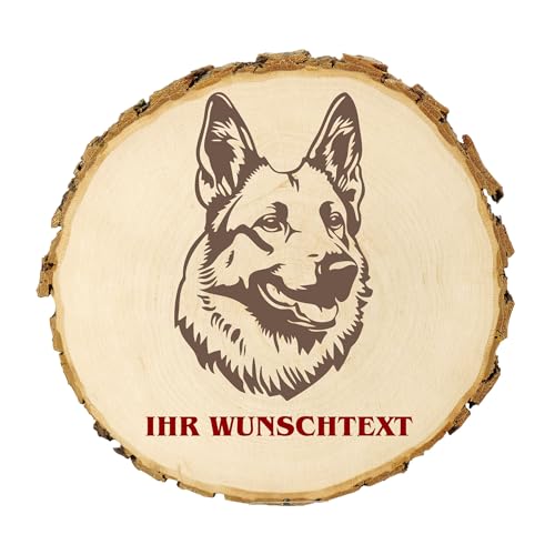 KIWISTAR UG - 21-24 cm Baumscheibe - Königsschäferhund - Hund - personalisiertes Geschenk individuell selbst gestalten - Name - Holzscheibe mit Wunschtext - Naturholz - Geschenk - Türschild von Kiwistar