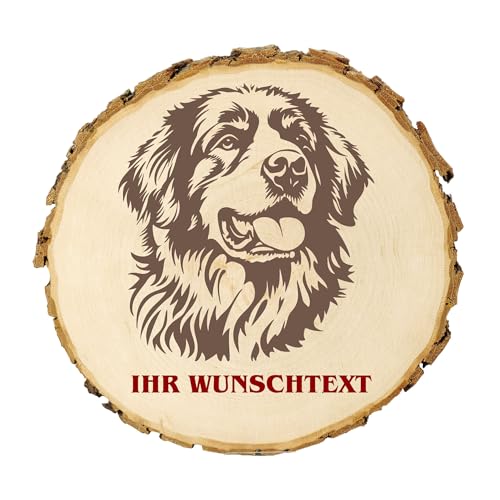 KIWISTAR UG - 21-24 cm Baumscheibe - Leonberger - Hund - personalisiertes Geschenk individuell selbst gestalten - Name - Holzscheibe mit Wunschtext - Naturholz - Geschenk - Türschild von Kiwistar