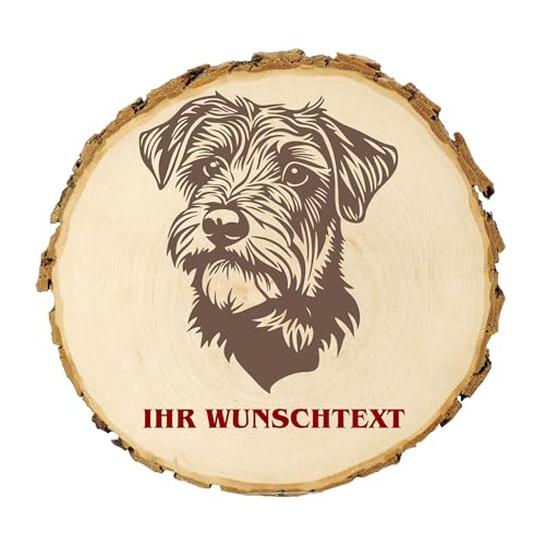 KIWISTAR UG - 21-24 cm Baumscheibe - Norfolk Terrier - Hund - personalisiertes Geschenk individuell selbst gestalten - Name - Holzscheibe mit Wunschtext - Naturholz - Geschenk - Türschild von Kiwistar