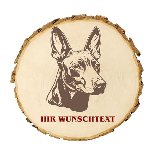 KIWISTAR UG - 21-24 cm Baumscheibe - Pharaonenhund - Hund - personalisiertes Geschenk individuell selbst gestalten - Name - Holzscheibe mit Wunschtext - Naturholz - Geschenk - Türschild von Kiwistar