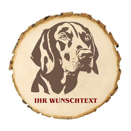 KIWISTAR UG - 21-24 cm Baumscheibe - Plott Hound - Hund - personalisiertes Geschenk individuell selbst gestalten - Name - Holzscheibe mit Wunschtext - Naturholz - Geschenk - Türschild von Kiwistar