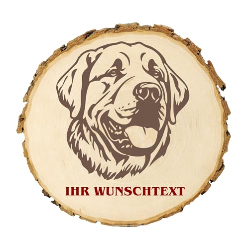 KIWISTAR UG - 21-24 cm Baumscheibe - Pyrenäenmastiff - Hund - personalisiertes Geschenk individuell selbst gestalten - Name - Holzscheibe mit Wunschtext - Naturholz - Geschenk - Türschild von Kiwistar