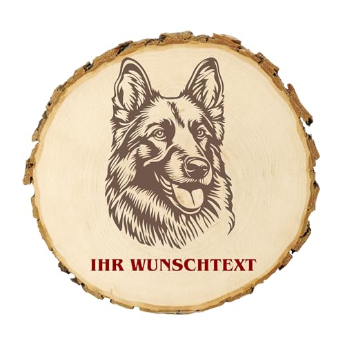 KIWISTAR UG - 21-24 cm Baumscheibe - Shiloh Shepherd - Hund - personalisiertes Geschenk individuell selbst gestalten - Name - Holzscheibe mit Wunschtext - Naturholz - Geschenk - Türschild von Kiwistar