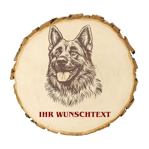 KIWISTAR UG - Baumscheibe 14-16 cm - Akita - Hund - personalisiertes Geschenk individuell selbst gestalten - Name - Holzscheibe mit Wunschtext - Naturholz - Geschenk - Türschild von Kiwistar