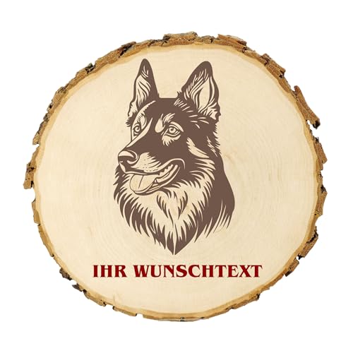 KIWISTAR UG - Baumscheibe 14-16 cm - Belgischer Groenendael - Hund - personalisiertes Geschenk individuell selbst gestalten - Name - Holzscheibe mit Wunschtext - Naturholz - Geschenk - Türschild von Kiwistar