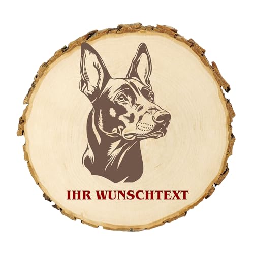 KIWISTAR UG - Baumscheibe 14-16 cm - Cirneco dell’Etna - Hund - personalisiertes Geschenk individuell selbst gestalten - Name - Holzscheibe mit Wunschtext - Naturholz - Geschenk - Türschild von Kiwistar