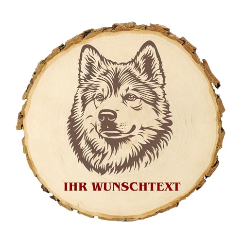 KIWISTAR UG - Baumscheibe 14-16 cm - Eurasier - Hund - personalisiertes Geschenk individuell selbst gestalten - Name - Holzscheibe mit Wunschtext - Naturholz - Geschenk - Türschild von Kiwistar