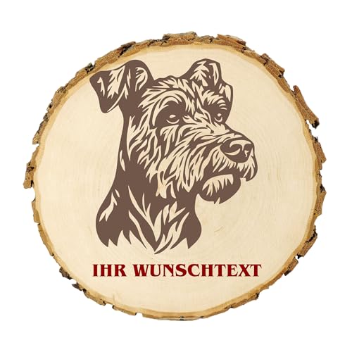 KIWISTAR UG - Baumscheibe 14-16 cm - Kerry Blue Terrier - Hund - personalisiertes Geschenk individuell selbst gestalten - Name - Holzscheibe mit Wunschtext - Naturholz - Geschenk - Türschild von Kiwistar