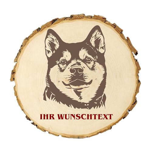 KIWISTAR UG - Baumscheibe 14-16 cm - Kishu Ken - Hund - personalisiertes Geschenk individuell selbst gestalten - Name - Holzscheibe mit Wunschtext - Naturholz - Geschenk - Türschild von Kiwistar