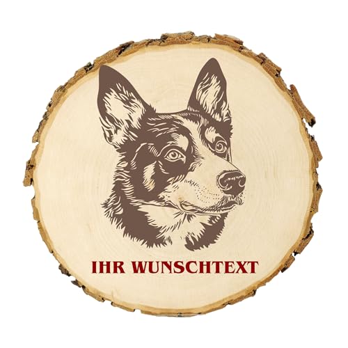 KIWISTAR UG - Baumscheibe 14-16 cm - Lancaster Heeler - Hund - personalisiertes Geschenk individuell selbst gestalten - Name - Holzscheibe mit Wunschtext - Naturholz - Geschenk - Türschild von Kiwistar