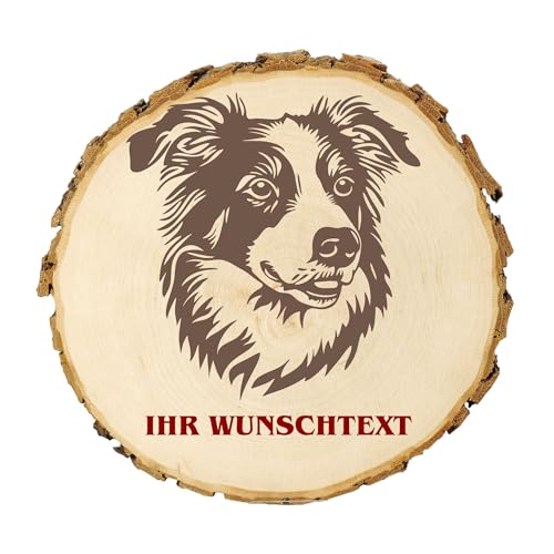 KIWISTAR UG - Baumscheibe 14-16 cm - Polnischer Hütehund - Hund - personalisiertes Geschenk individuell selbst gestalten - Name - Holzscheibe mit Wunschtext - Naturholz - Geschenk - Türschild von Kiwistar