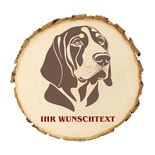 KIWISTAR UG - Baumscheibe 14-16 cm - Redbone Coonhound - Hund - personalisiertes Geschenk individuell selbst gestalten - Name - Holzscheibe mit Wunschtext - Naturholz - Geschenk - Türschild von Kiwistar