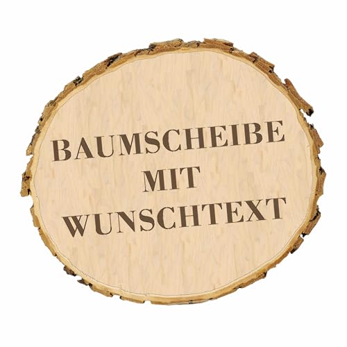 KIWISTAR UG - Baumscheibe 14-16 cm - mit Fotogravur - personalisiertes Fotogeschenk individuell selbst gestalten Valentinstag - Holzscheibe mit Foto und Wunschtext - Naturholz - Geschenk von Kiwistar