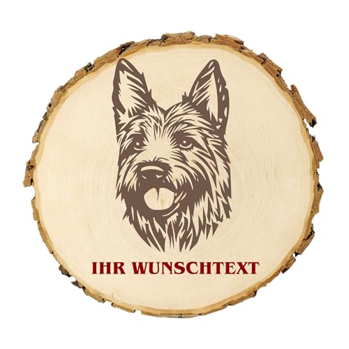 KIWISTAR UG - Baumscheibe 21-24 cm - Belgischer Laekenois - Hund - personalisiertes Geschenk individuell selbst gestalten - Name - Holzscheibe mit Wunschtext - Naturholz - Geschenk - Türschild von Kiwistar