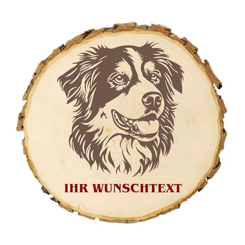 KIWISTAR UG - Baumscheibe 21-24 cm - Hovawart - Hund - personalisiertes Geschenk individuell selbst gestalten - Name - Holzscheibe mit Wunschtext - Naturholz - Geschenk - Türschild von Kiwistar