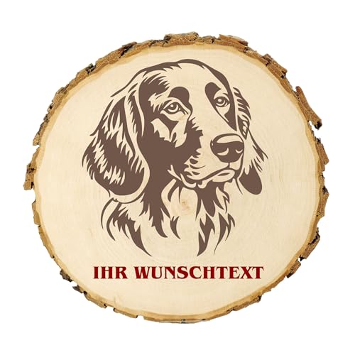 KIWISTAR UG - Baumscheibe 21-24 cm - Irish Setter - Hund - personalisiertes Geschenk individuell selbst gestalten - Name - Holzscheibe mit Wunschtext - Naturholz - Geschenk - Türschild von Kiwistar