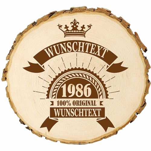 KIWISTAR UG - Baumscheibe - 21-24 cm - Original - personalisiertes Geschenk individuell selbst gestalten - Name - Holzscheibe mit Wunschtext - Naturholz - Geschenk - Türschild von Kiwistar