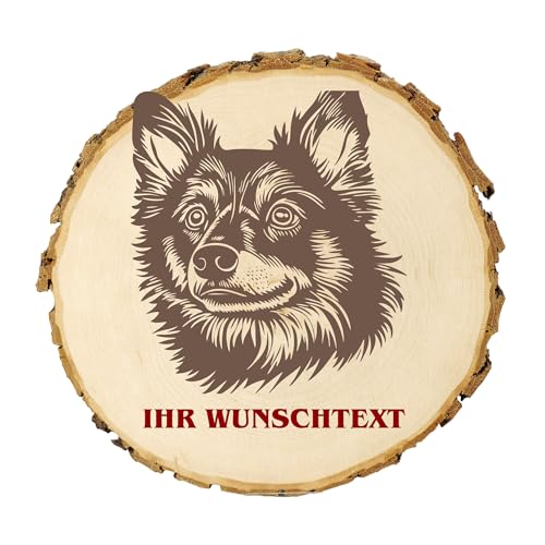 KIWISTAR UG - Baumscheibe 21-24 cm - Schipperke - Hund - personalisiertes Geschenk individuell selbst gestalten - Name - Holzscheibe mit Wunschtext - Naturholz - Geschenk - Türschild von Kiwistar