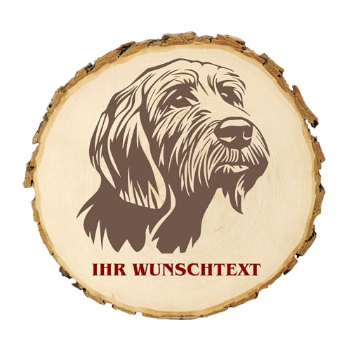 KIWISTAR UG - Baumscheibe 21-24 cm - Spinone Italiano - Hund - personalisiertes Geschenk individuell selbst gestalten - Name - Holzscheibe mit Wunschtext - Naturholz - Geschenk - Türschild von Kiwistar