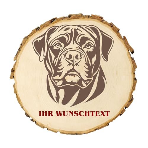 KIWISTAR UG - Baumscheibe 21-24 cm - Tosa Inu - Hund - personalisiertes Geschenk individuell selbst gestalten - Name - Holzscheibe mit Wunschtext - Naturholz - Geschenk - Türschild von Kiwistar