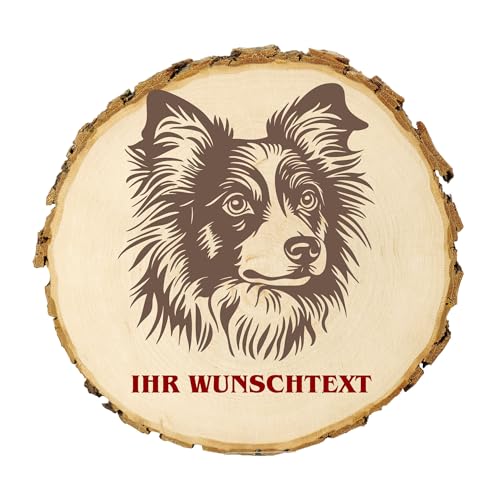 KIWISTAR UG - Baumscheibe 21-24 cm - Volpino Italiano - Hund - personalisiertes Geschenk individuell selbst gestalten - Name - Holzscheibe mit Wunschtext - Naturholz - Geschenk - Türschild von Kiwistar