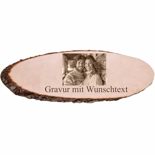 KIWISTAR UG - Schild - Foto - Holzschild graviert - Name - 66-76 cm Erle - oval - Funschild - Geschenk, privat und Gewerbe - Hotel - Firma - Logo - Rindenbrett - Holzscheibe von Kiwistar