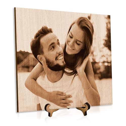 KIWISTAR UG - Schild - Fotoschild - graviert - Holzschild - Porträt mit Foto personalisiert - 15x10 cm - Geschenk - Funschild - handgefertigt - Romantik - auf 6mm Sperrholz - Holz von Kiwistar