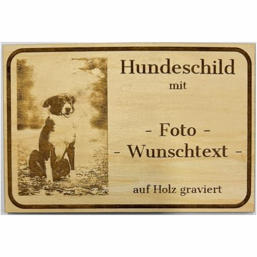 KIWISTAR UG - Schild - Wunschtext Holzschild - Hundeschild - 40x30 cm - personalisiert mit Foto und Text - Hund - Geschenk, Aufsteller, Fotoschild, Türschild für privat und Gewerbe von Kiwistar