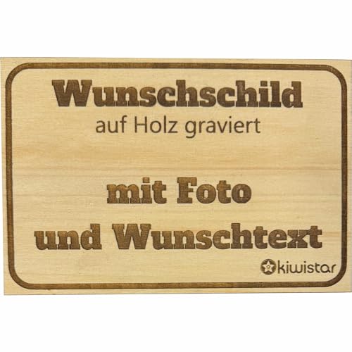 KIWISTAR UG - Schild - Wunschtext Holzschild - mit Foto und Text personalisiert - 40x40 cm - Funschild - Geschenk, privat und Gewerbe - Hotel - Firma - Logo - Spassschild von Kiwistar