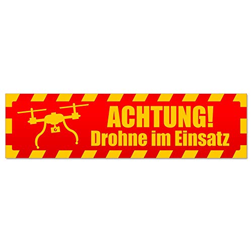 Kiwistar - Autoaufkleber - Achtung Drohne Einsatz gestreift - Hinweis Aufkleber Sticker für Auto, Kfz, Fahrrad, PKW, LKW von Kiwistar