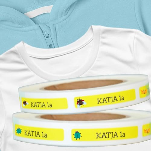 Kiwistar - Bügeletiketten personalisiert 6x1 cm auf Rolle - Kinder - ab 100 Stück - Natur - mit Wunschtext - Name - personalisiert - Namensschilder für Kleidung - Wäscheetiketten zum aufbügeln von Kiwistar