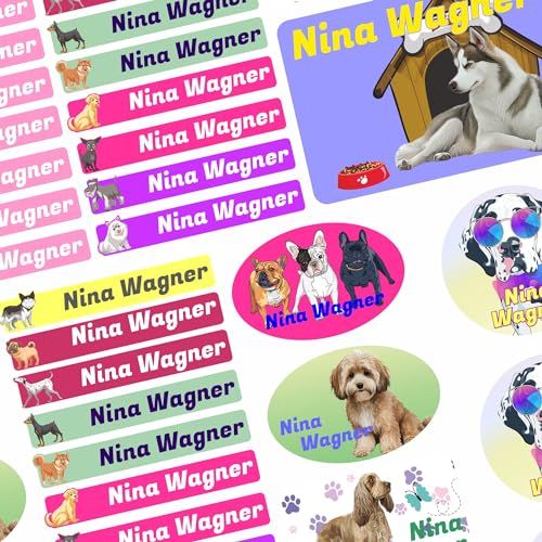 Namensaufkleber Set - Kinder - 75 Stück - Katzen - mit Wunschtext - Name - personalisiert - Namensetiketten - für Jugendliche - Firma - Universität - Schule - Kinder - KITA von Kiwistar