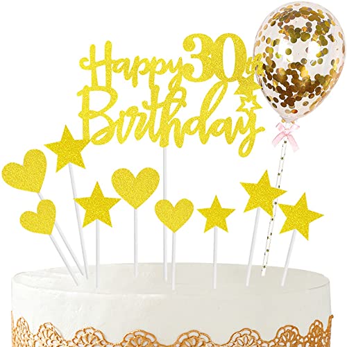 Kiwochy Glitzer 30. Geburtstag Cupcake Toppers Happy 30 Birthday Tortendeko Tortendeko 30 Geburtstag Deko Kuchen 30. Geburtstag Golden Tortendeko 30 jahre Mann Frau Kuchendeko für 30 Geburtstag von Kiwochy