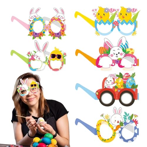 Kixolazr -Party-Brille, Hase, 6 x Küken, -Party, Papierbrillen, Frühlingsfotografie-Dekorationen für Kinder und Erwachsene, Foto-Requisiten von Kixolazr