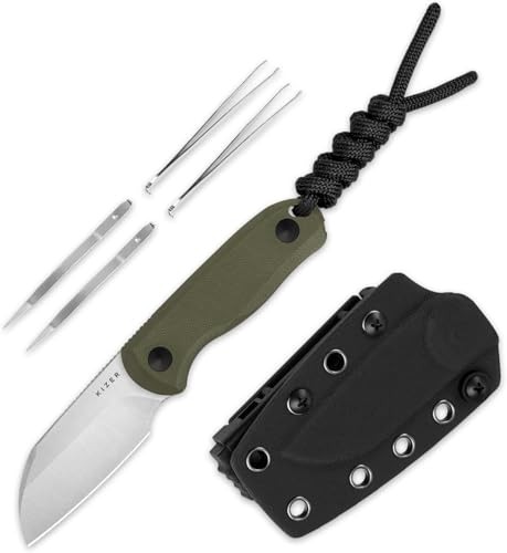 Kizer Drop Bear Fixed Klinge Messer, 2,6 Zoll AEB-L Satin Klinge EDC Camping Messer mit G10 Griff & Versteckte Werkzeuge, Outdoor Full Tang Jagd Survival Messer mit Verstellbarer Kydex-Scheide 1093A1 Kizer Drop Bear Fixed Klinge Messer, 2,6 Zoll AEB-L Satin Klinge EDC Camping Messer mit G10 Griff & Versteckte Werkzeuge, Outdoor Full Tang Jagd Survival Messer mit Verstellbarer Kydex-Scheide 1093A1 von Kizer