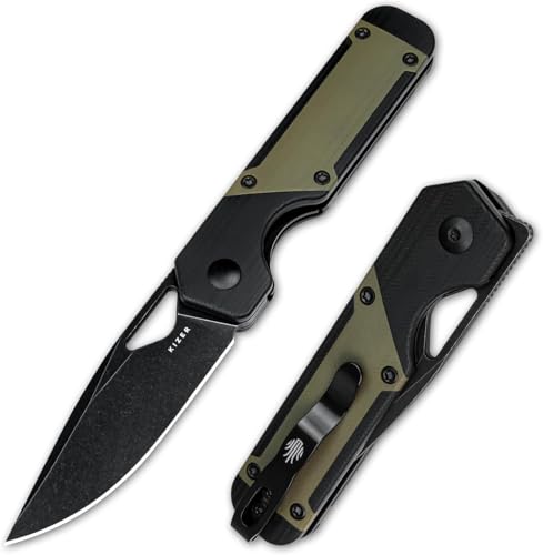 Kizer Mini Militaw Taschenmesser für EDC, 2,82'' D2 Klinge Klappmesser, schwarz & grün G10 Griff kleine EDC-Messer mit Taschenclip, Camping Jagdmesser für Männer Frauen Geschenk V3634SM1 von Kizer