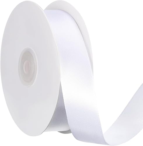 91M Schleifenband Weiss, 20mm Geschenkband Weiß Satinband Weiss Dekoband Stoffband Band für Geschenkverpackung Basteln Deko Hochzeit Geburtstag Taufe von Kjzeex