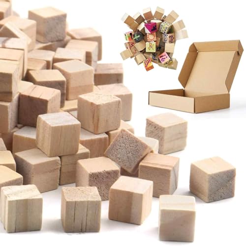 100 Stück Holz Würfel, 10mm Kleine Holzwürfel Holzwürfel Blanko Deko, Holz Quadrat Holzklötzchen, Holz Quadrat Würfel Natur Deko zum DIY Basteln Malen DIY Handwerk Dekoration von KkvoGmle