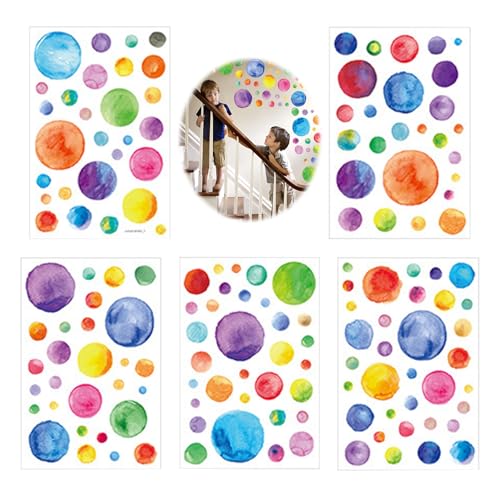 148 Stück Wandtattoo Punkt, Bunt Tupfen Wandsticker Kinderzimmer, Aquarell Polka Dots Wandaufkleber, DIY Selbstklebend Böhmischer Stil Kreise Pastell Stickers, für Mädchen Junge Babyzimmer Deko von KkvoGmle