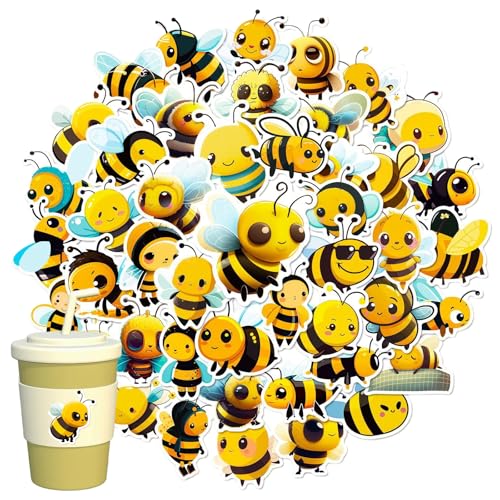 50 Stück Kleine Bienen Aufkleber, Selbstklebend Bienen Sticker Set, DIY Niedlich Biene Aufkleber für Kinder, Aesthetic Aufkleber für Autos Fahrräder Motorräder Laptop Telefon Gitarre Skateboard von KkvoGmle