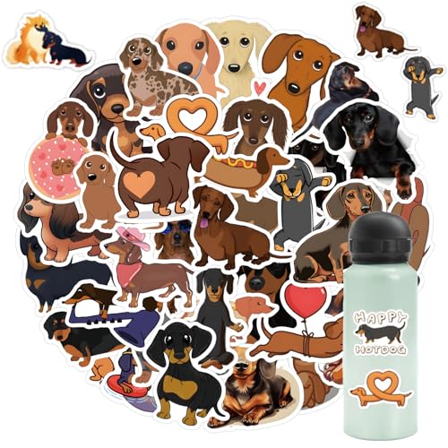 60 Stück Dachshund Aufkleber, Dackel Aufkleber für Laptop, Wurst Hund Sticker Set, Dachshund Stickers für Laptop, Skateboard, Wasserflaschen, Telefon, Cartoon-Anime-Aufkleber für Kinder, Teenager von KkvoGmle