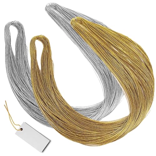 Gold Silber Metallic Kordel, 200M*1MM Craft Cord Metallisch Lametta Schnur Bastel Schnur für DIY Kunsthandwerk Geschenkverpackungen von KkvoGmle