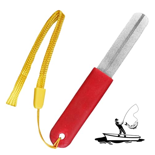 Hook Sharpener Schleifstein für Angelhaken Diamantfeile Schärfen Werkzeug Zubehör Angelhaken-Schärfer Tragbares Schleifwerkzeug zum Angeln mit Griff und Hängende für Outdoor Angeln von KkvoGmle