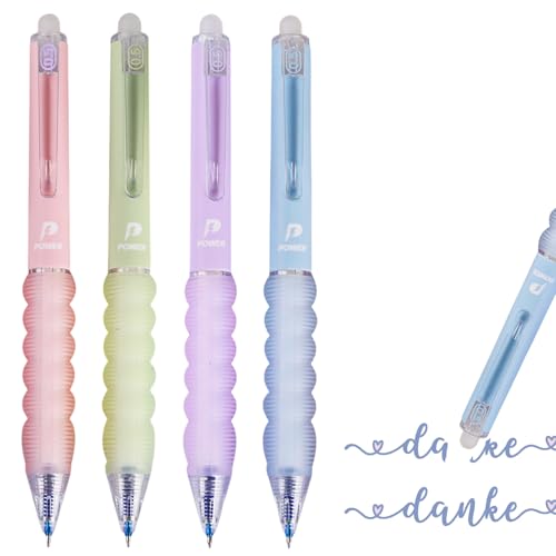 KkvoGmle 4 Stück Radierbarer Kugelschreiber, Einziehbare Tintenroller Radierbar, Blau Erasable Pen Set, Gelstifte Radierbar für Studenten Geschenk, Schul Bürobedarf, Jungen Mädchen Geschenk(0,5mm) von KkvoGmle